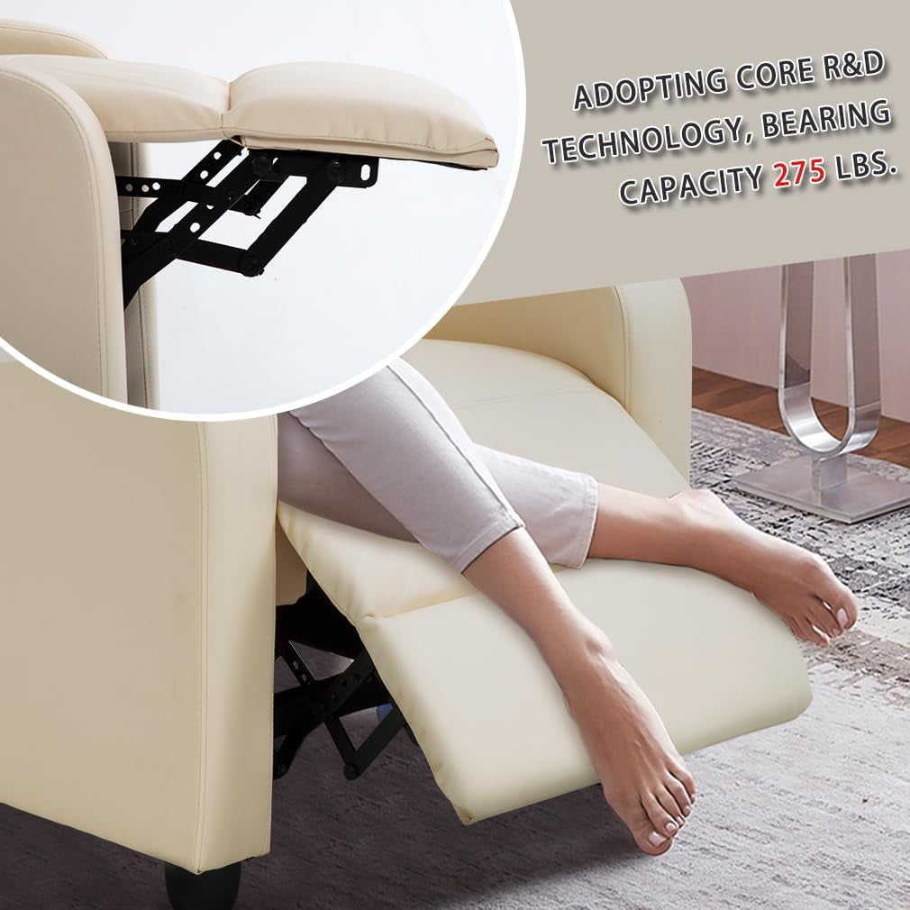 Beige Recliner Chair For Living Room Home Theater Seating