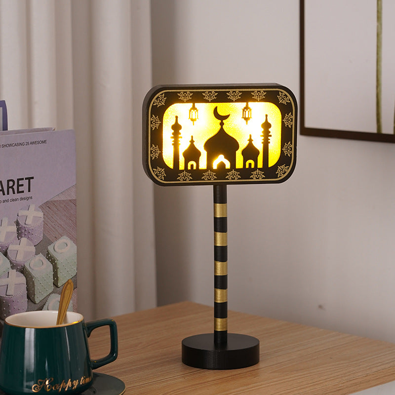 Colored Lights LED Star Moon Wooden Decoration Small Night Lamp