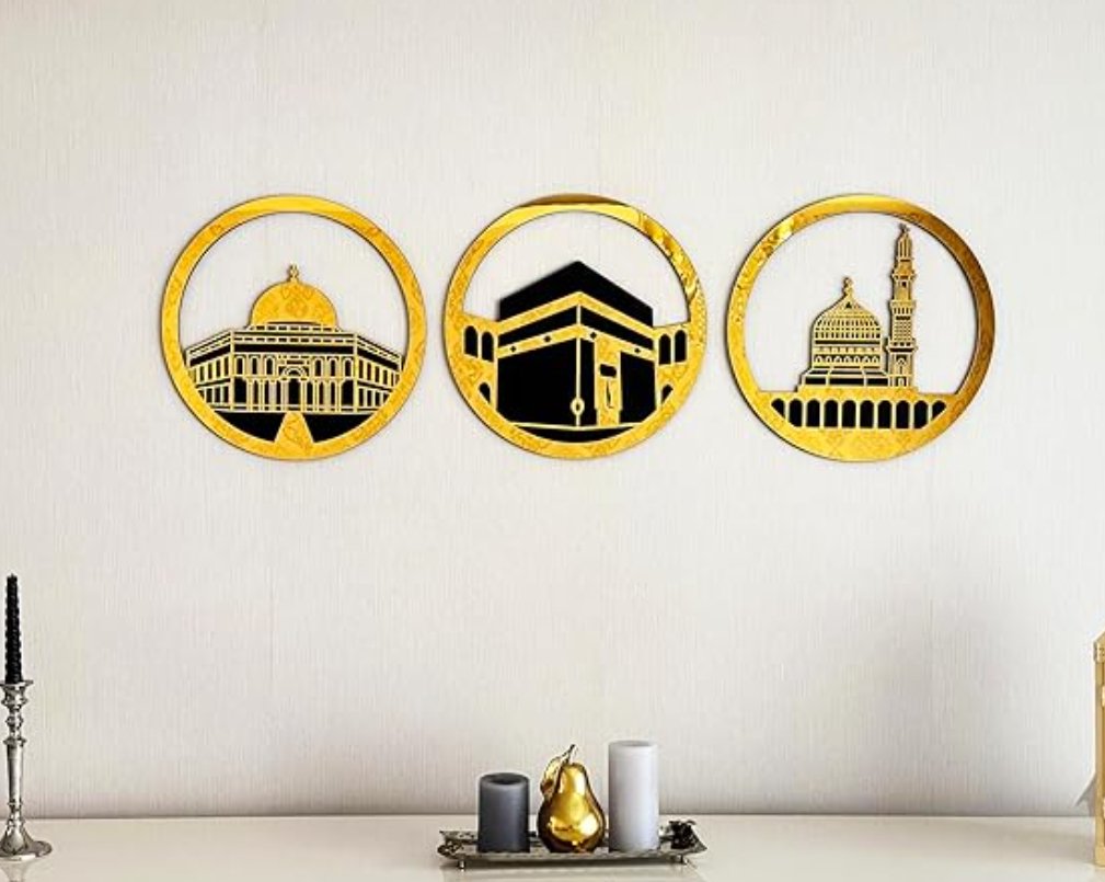 Set Of Masjid Al Aqsa, Masjid Al-Haram & Masjid An-Nabawi Islamic Wall Art