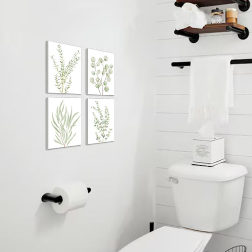 4PCS 8X10in,Botanical Plant Canvas Wall Art, Framed Boho Wall Decor For Bathroom, Minimalist Aesthetic Bedroom Wall Art