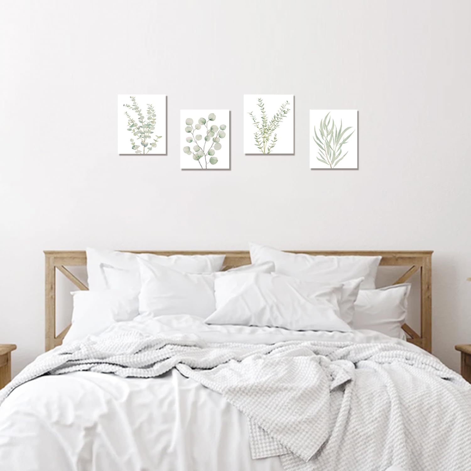 4PCS 8X10in,Botanical Plant Canvas Wall Art, Framed Boho Wall Decor For Bathroom, Minimalist Aesthetic Bedroom Wall Art