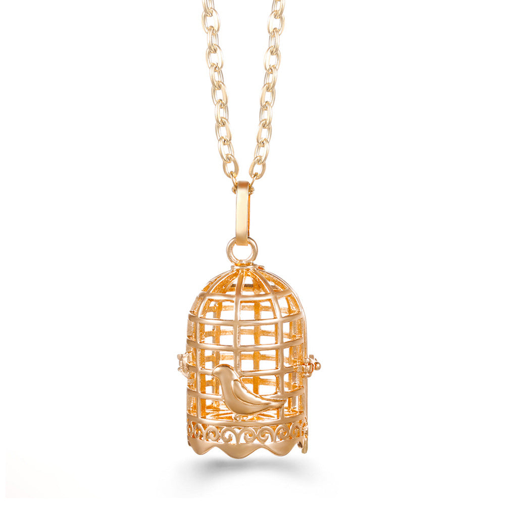 Aromatherapy Zircon Cage Hollow Necklace Essential Oil Diffuser Perfume Box Antique Traditional Han Clothing Accessories