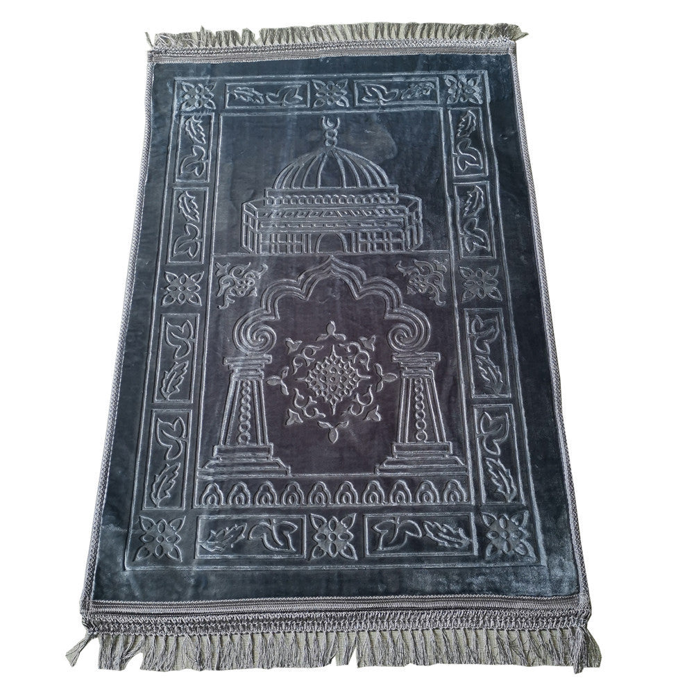 Raschel Embossed Prayer Mat With Tassel Prayer Mat Solid Color