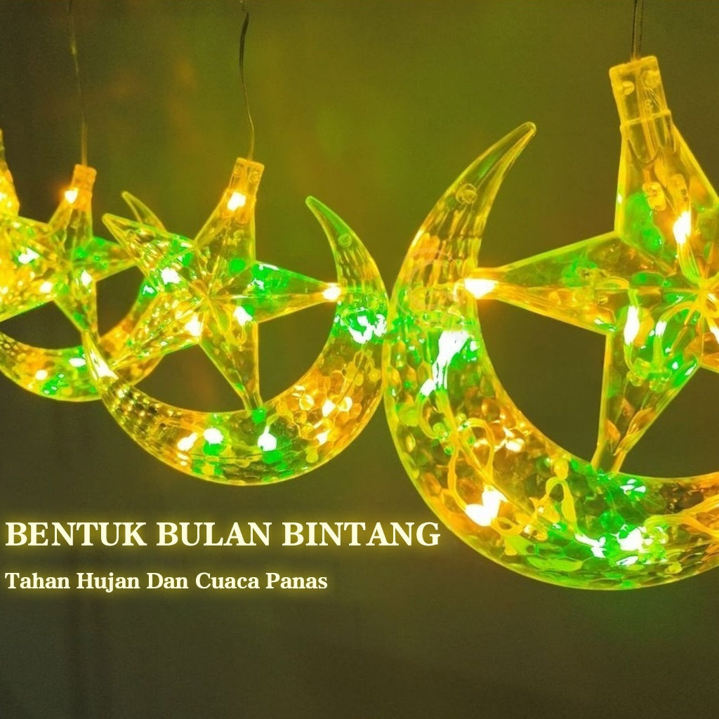 NEW Star Moon Lamp Curtain Light 4M 138LED Star And Moon Light 8 Modes Fairy Light Ramadan Decoration LED Light