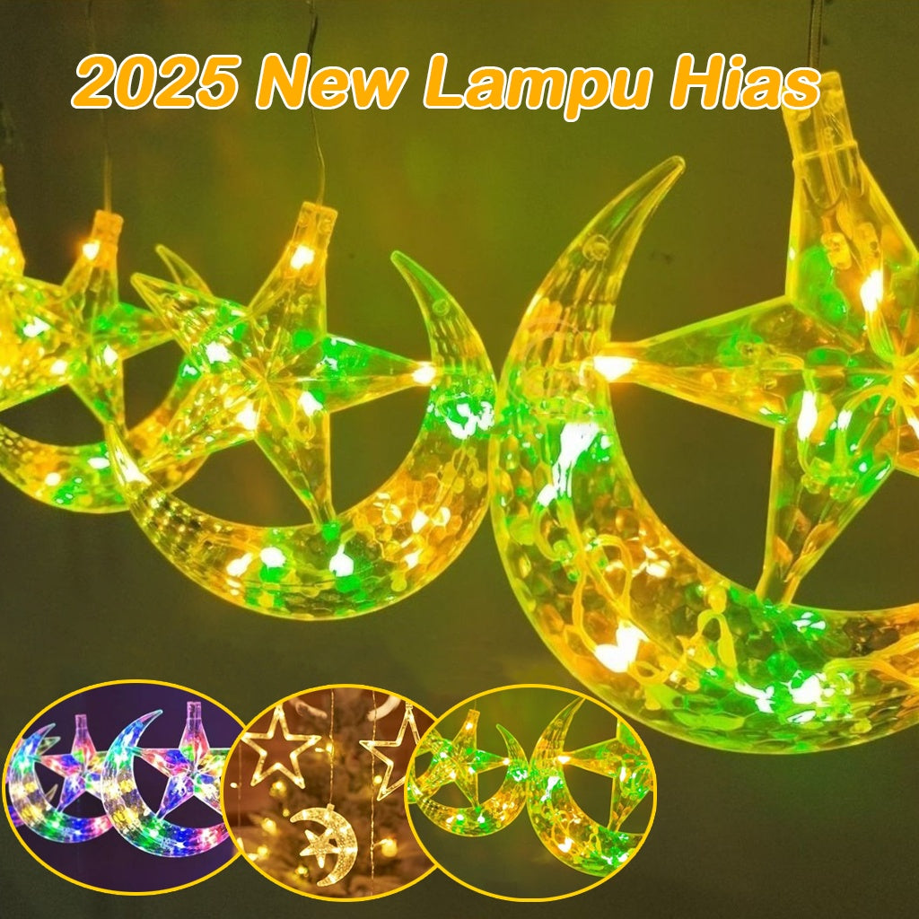 NEW Star Moon Lamp Curtain Light 4M 138LED Star And Moon Light 8 Modes Fairy Light Ramadan Decoration LED Light