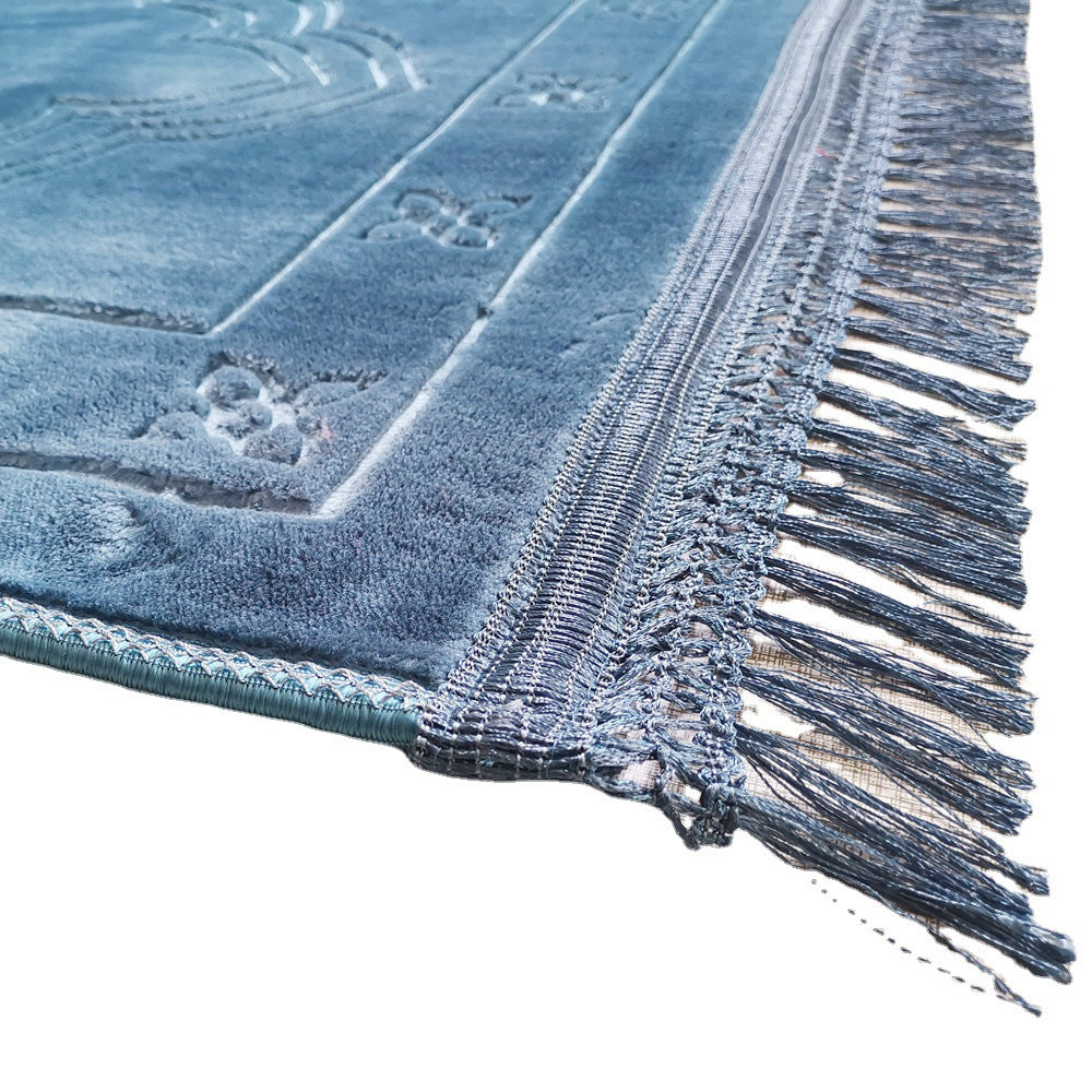 Raschel Embossed Prayer Mat With Tassel Prayer Mat Solid Color