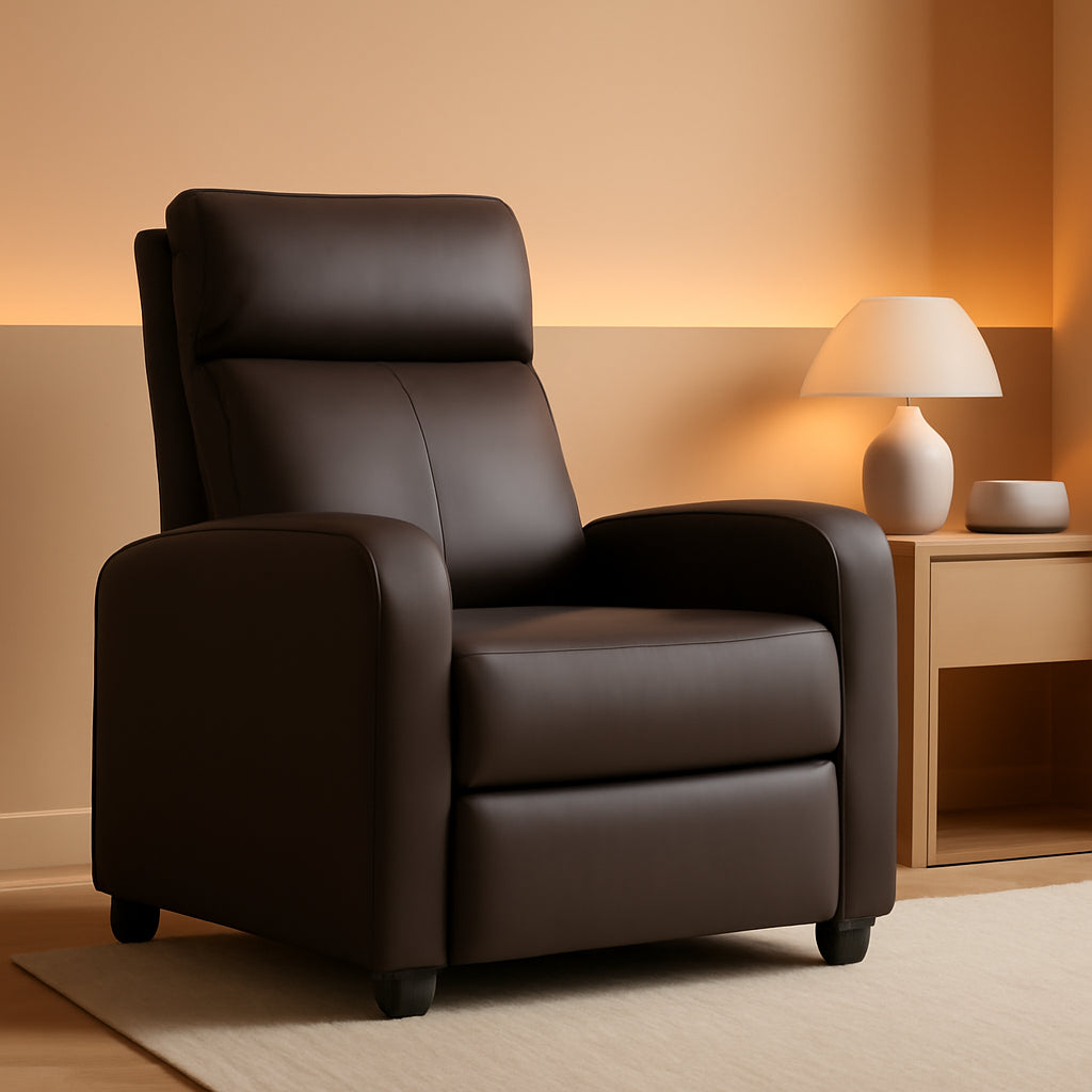 Brown Leather Recliner Chair For Living Room Home Theater
