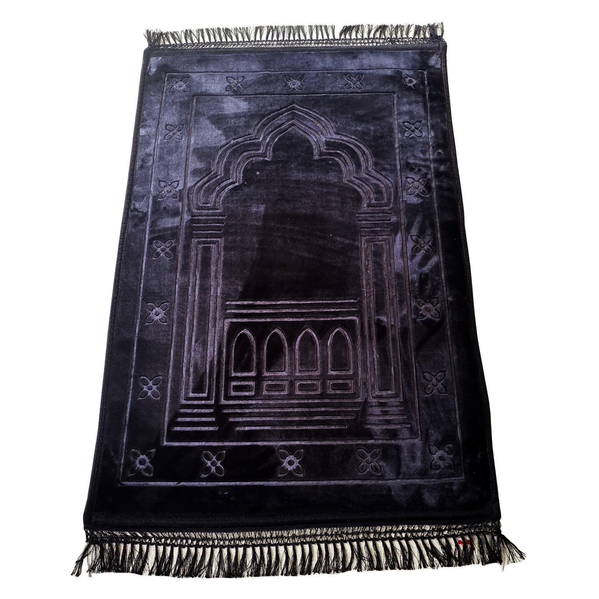 Raschel Embossed Prayer Mat With Tassel Prayer Mat Solid Color