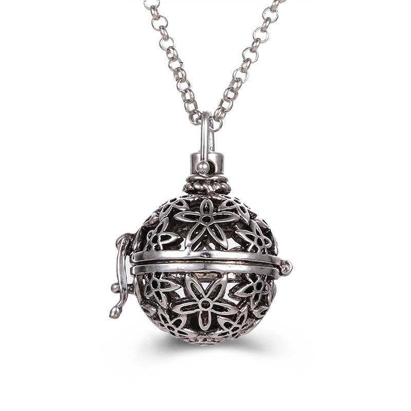 Aromatherapy Zircon Cage Hollow Necklace Essential Oil Diffuser Perfume Box Antique Traditional Han Clothing Accessories
