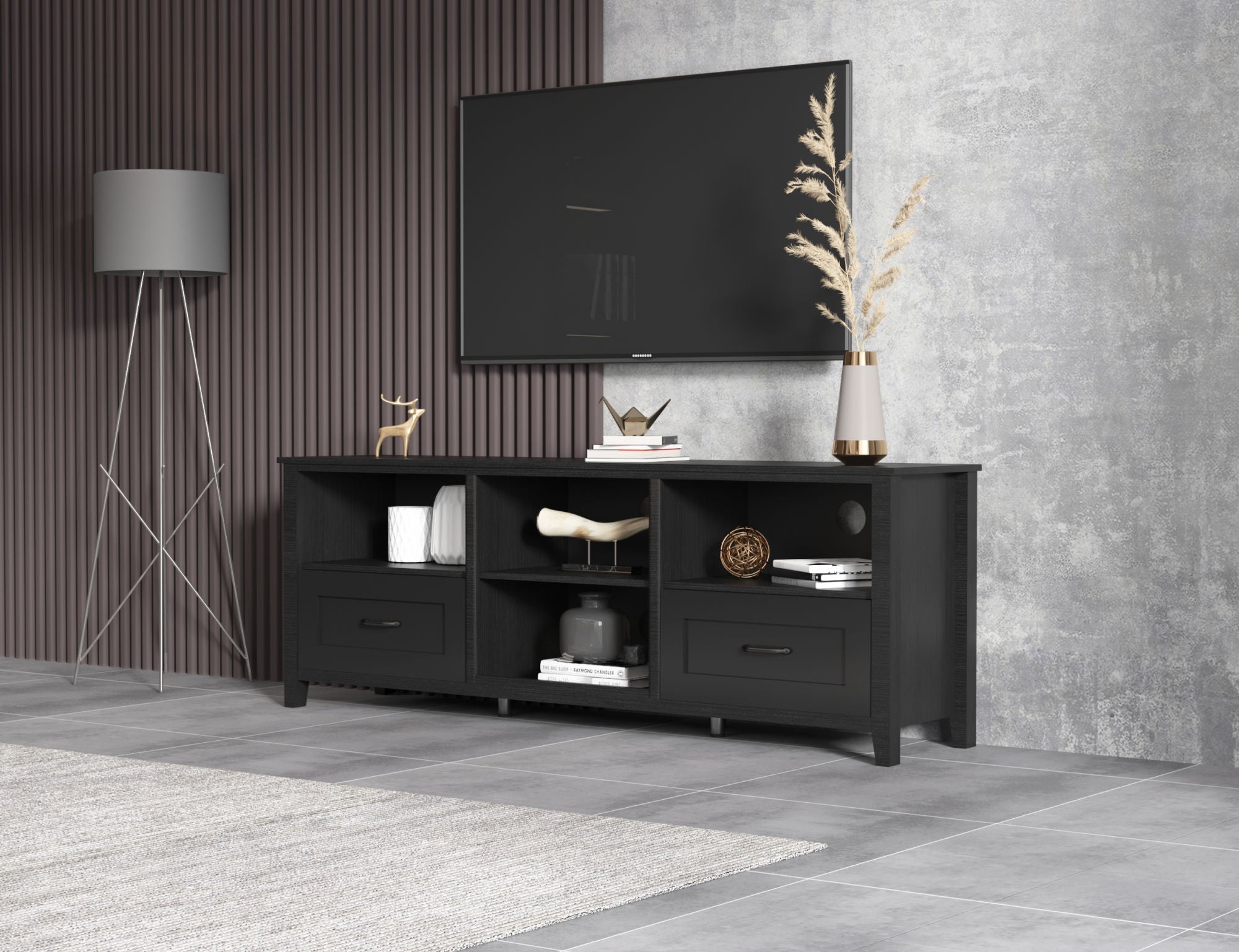 Black TV Stand for Living Room and Bedroom