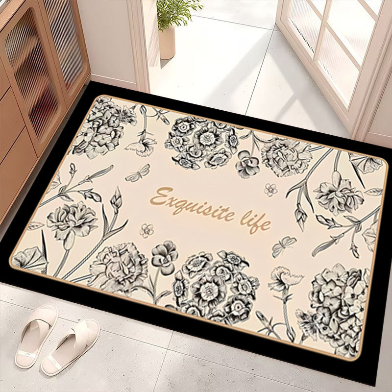 Light Luxury Crystal Velvet Absorbent Floor Mat Bathroom Mats American Style