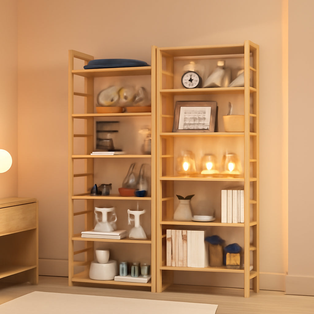 6 Ft Tall Bamboo Bookshelf For Home Office Living Room