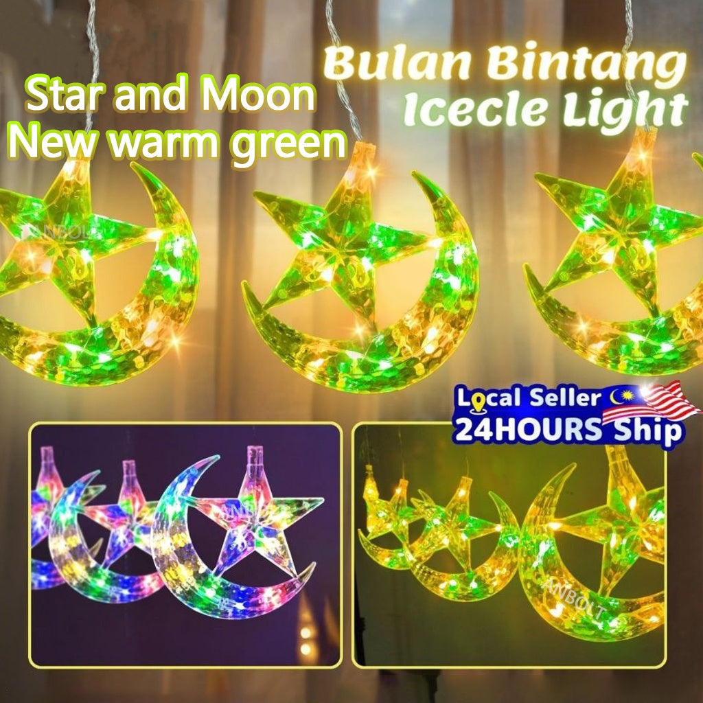 NEW Star Moon Lamp Curtain Light 4M 138LED Star And Moon Light 8 Modes Fairy Light Ramadan Decoration LED Light