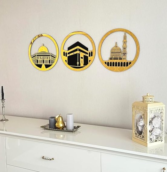 Set Of Masjid Al Aqsa, Masjid Al-Haram & Masjid An-Nabawi Islamic Wall Art